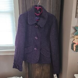 Women's Ambition Large Purple/plum Tweed Waist Lined Jacket